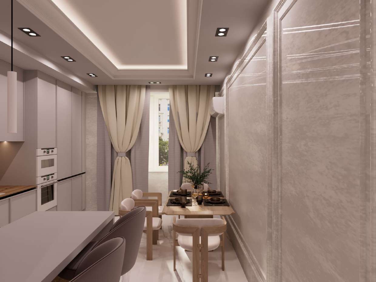 Bucătărie & dining — Apartament Valea Trandafirilor, randare 3D design interior