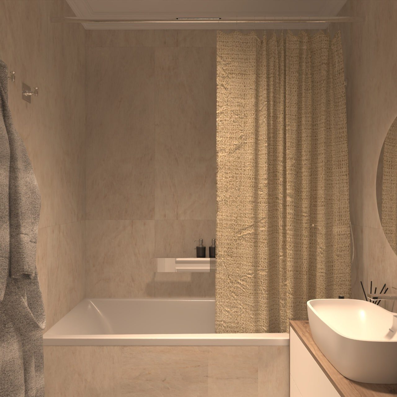 Baie — Apartament Ialoveni 98, randare 3D design interior