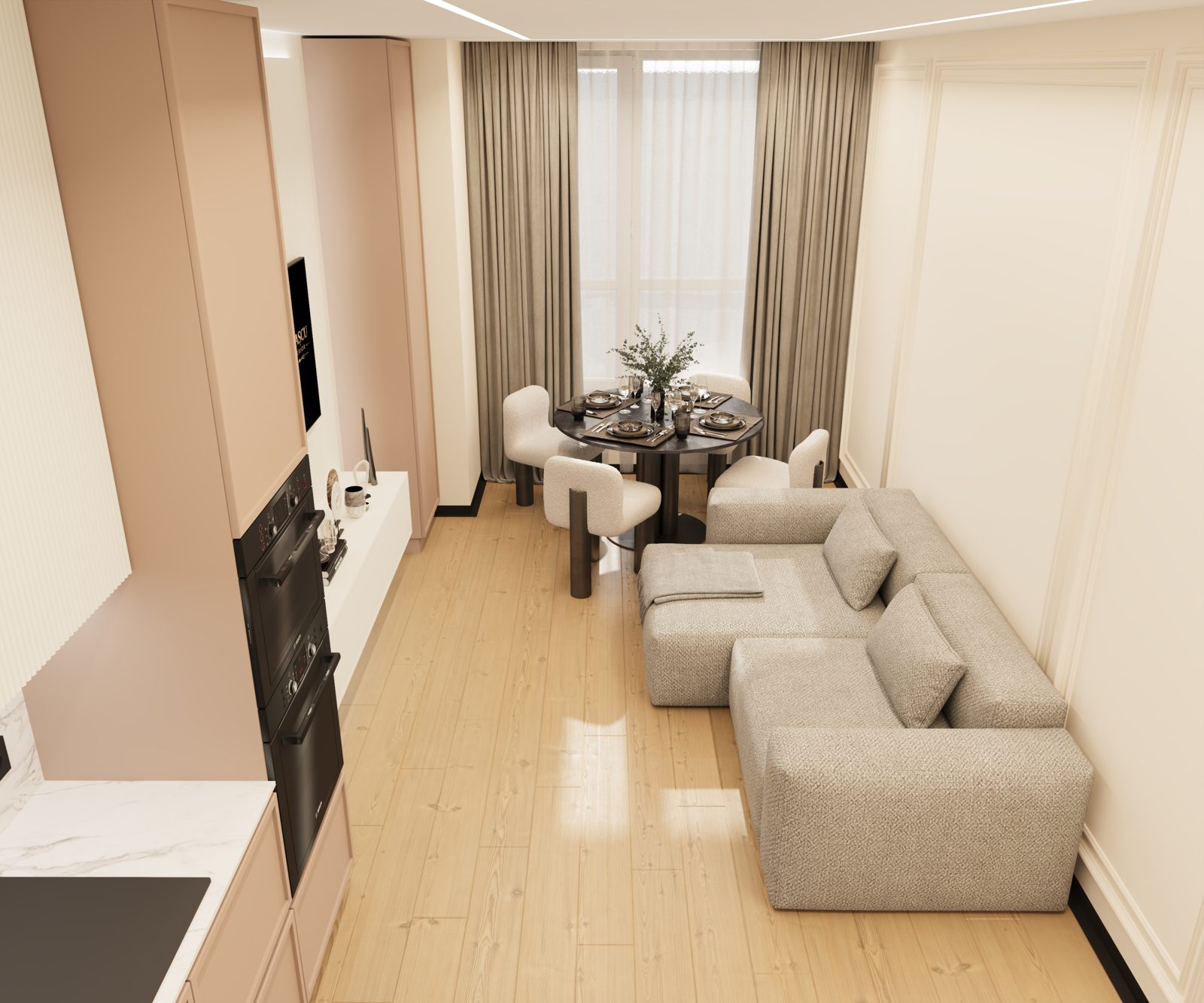 Living — Apartament Nisporeni, randare 3D design interior