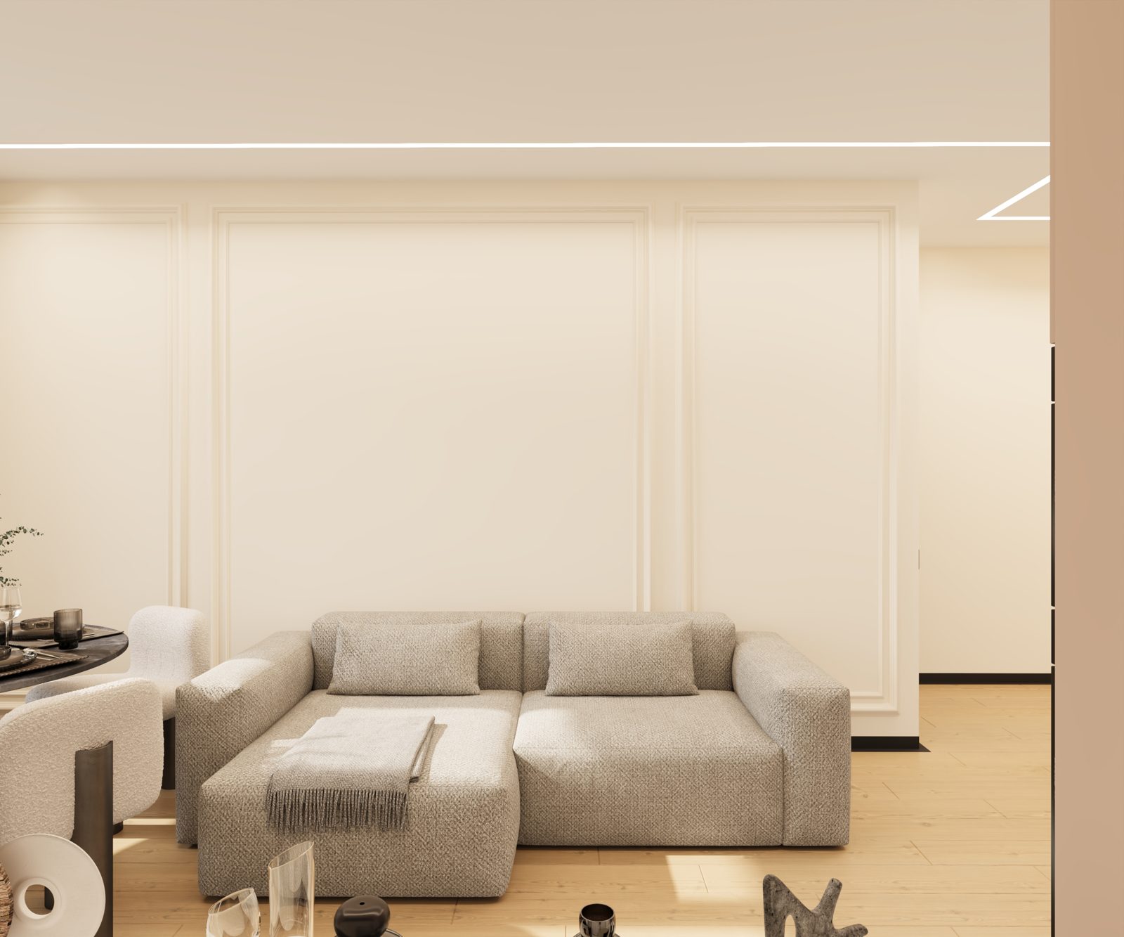 Living — Apartament Nisporeni, randare 3D design interior