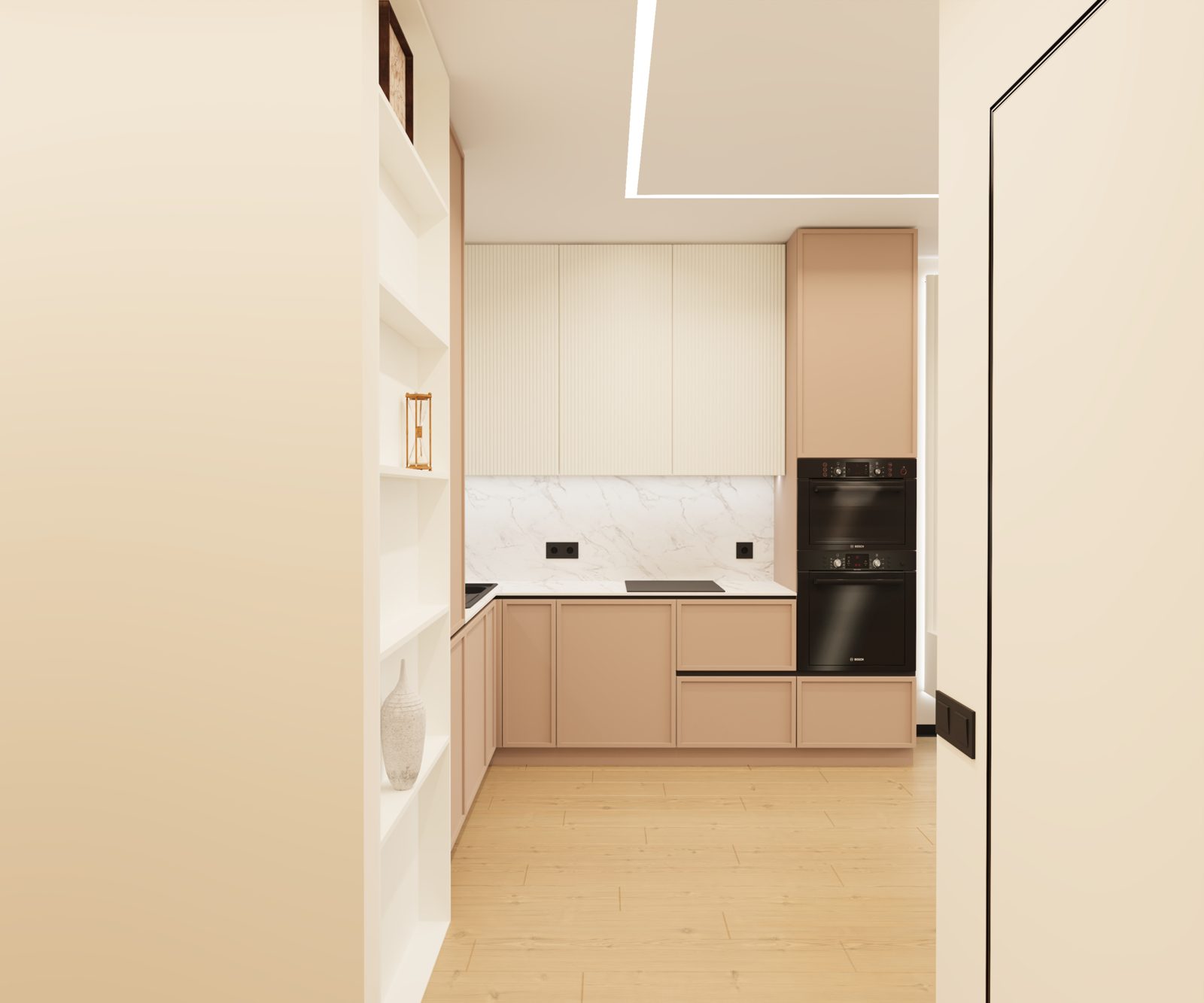 Bucătărie — Apartament Nisporeni, randare 3D design interior