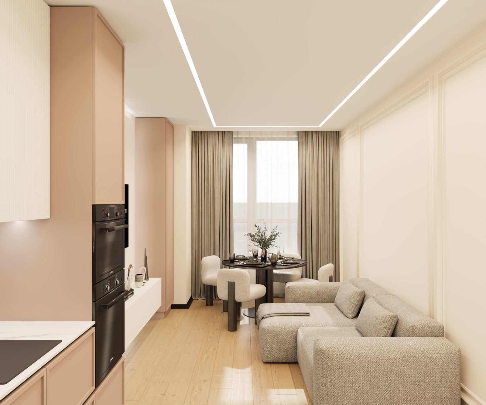 Living — Apartament Nisporeni, randare 3D design interior
